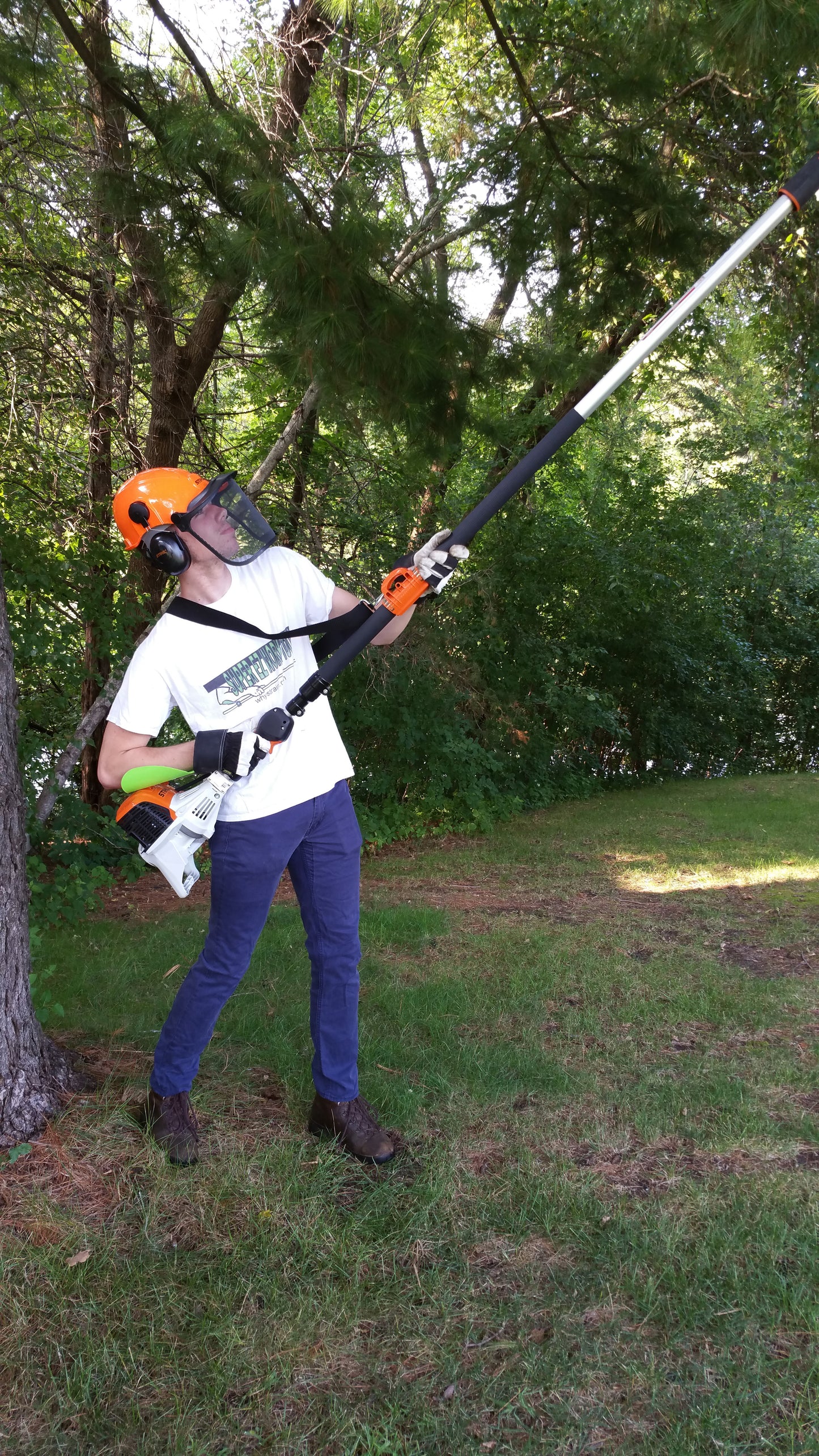 Why Strain? Leverage Booster for Line Trimmer, Hedge Trimmer Quick Clip 1" dia. Large Cradle. HD for Stihl,Echo and others